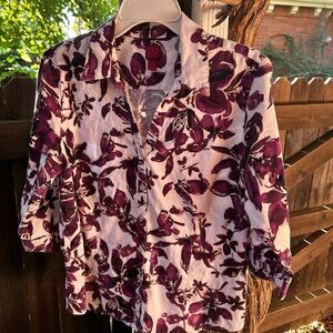 212 Collection Purple and White Floral Shirt